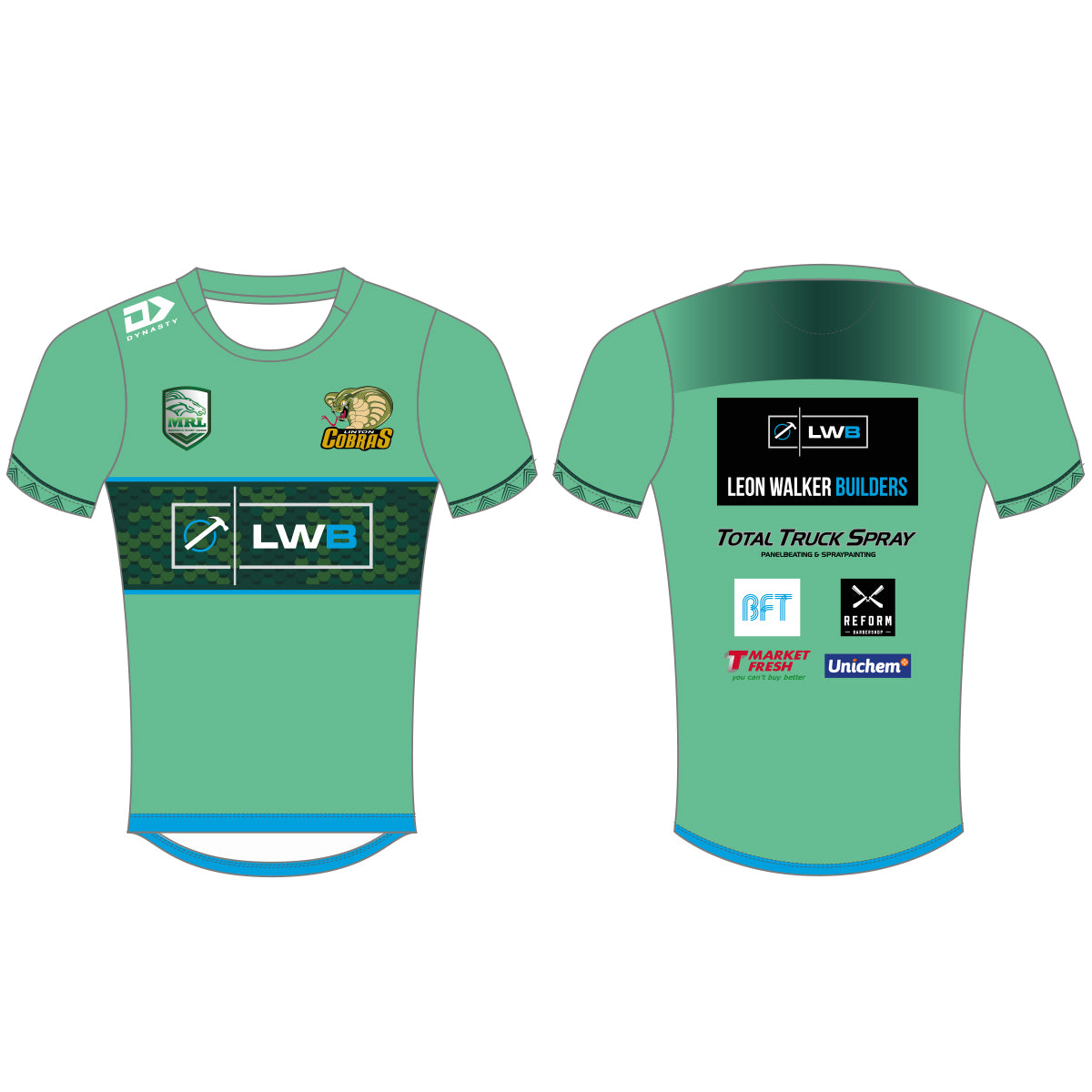 Linton Cobras Rugby League Warm Up Tee (Mint Green)